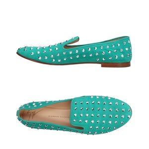 GIUSEPPE ZANOTTI SUEDE LEATHER MIRRORED STUDDED LOAFERS EUR 38 US SZ 8